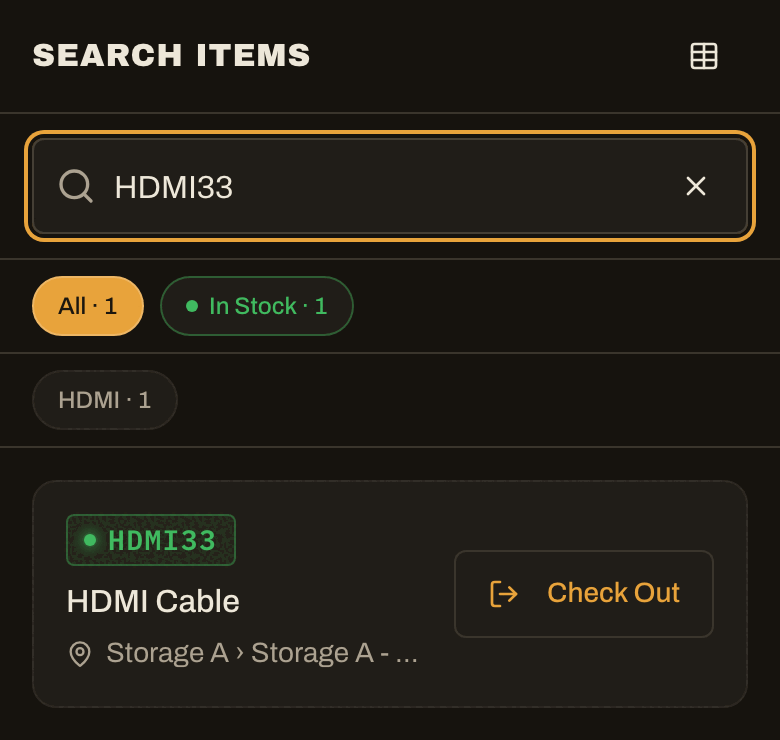 Search result card for HDMI33 showing its location path